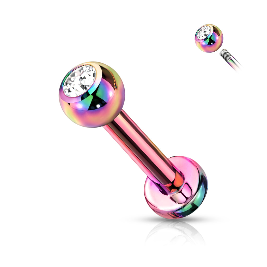 Implant Grade Titanium Externally Threaded PVD Plated Labret With Press Fit CZ Top
